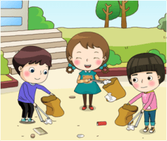 학교 운동장 쓰레기 줍기