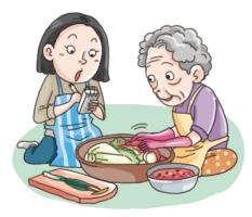 김장하는 여자와 할머니