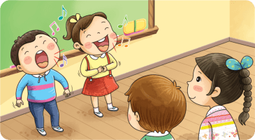 친구들 앞에서 노래를 부르는 아이들