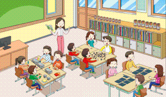 교실에서 100개씩 물건을 세는 아이들